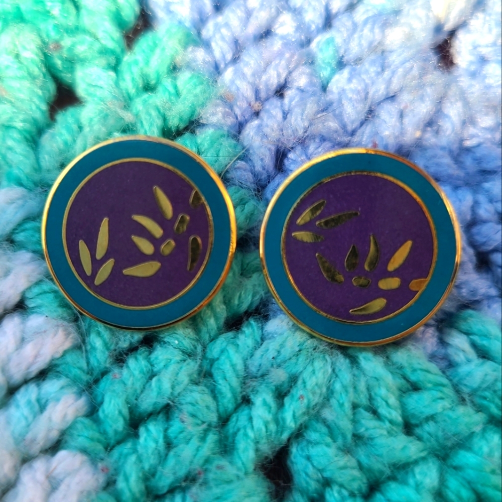 Vintage Enamel Earrings 70s 80s